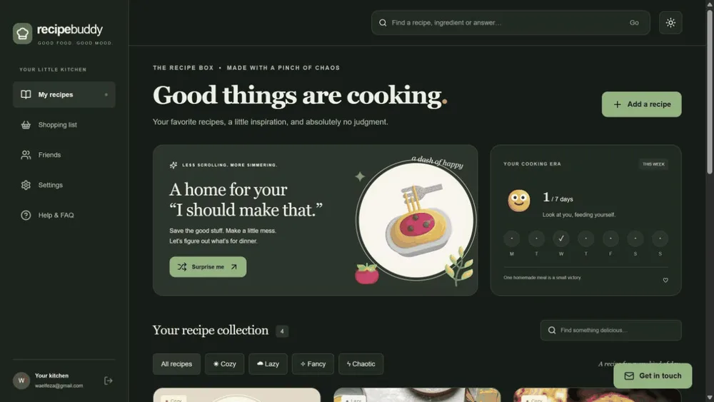 Démonstration de Recipe Buddy